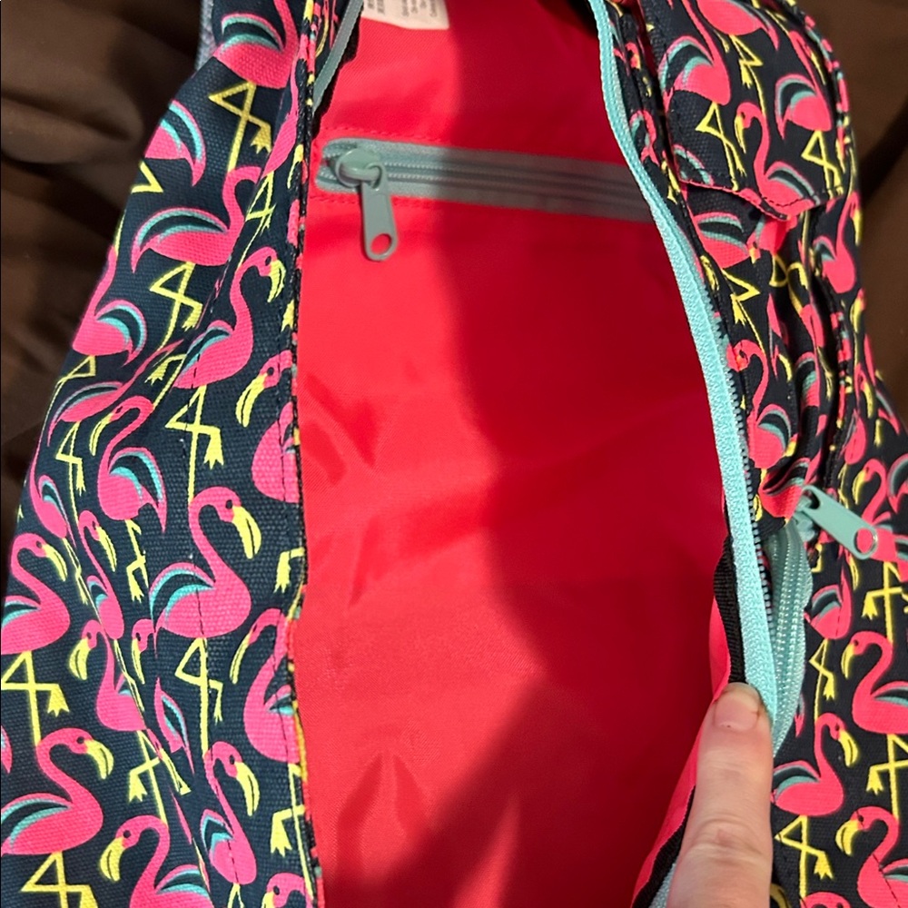 Kavu Flamingo Pattern Rope Bag - Pink, Yellow & Black - Picture 6 of 7